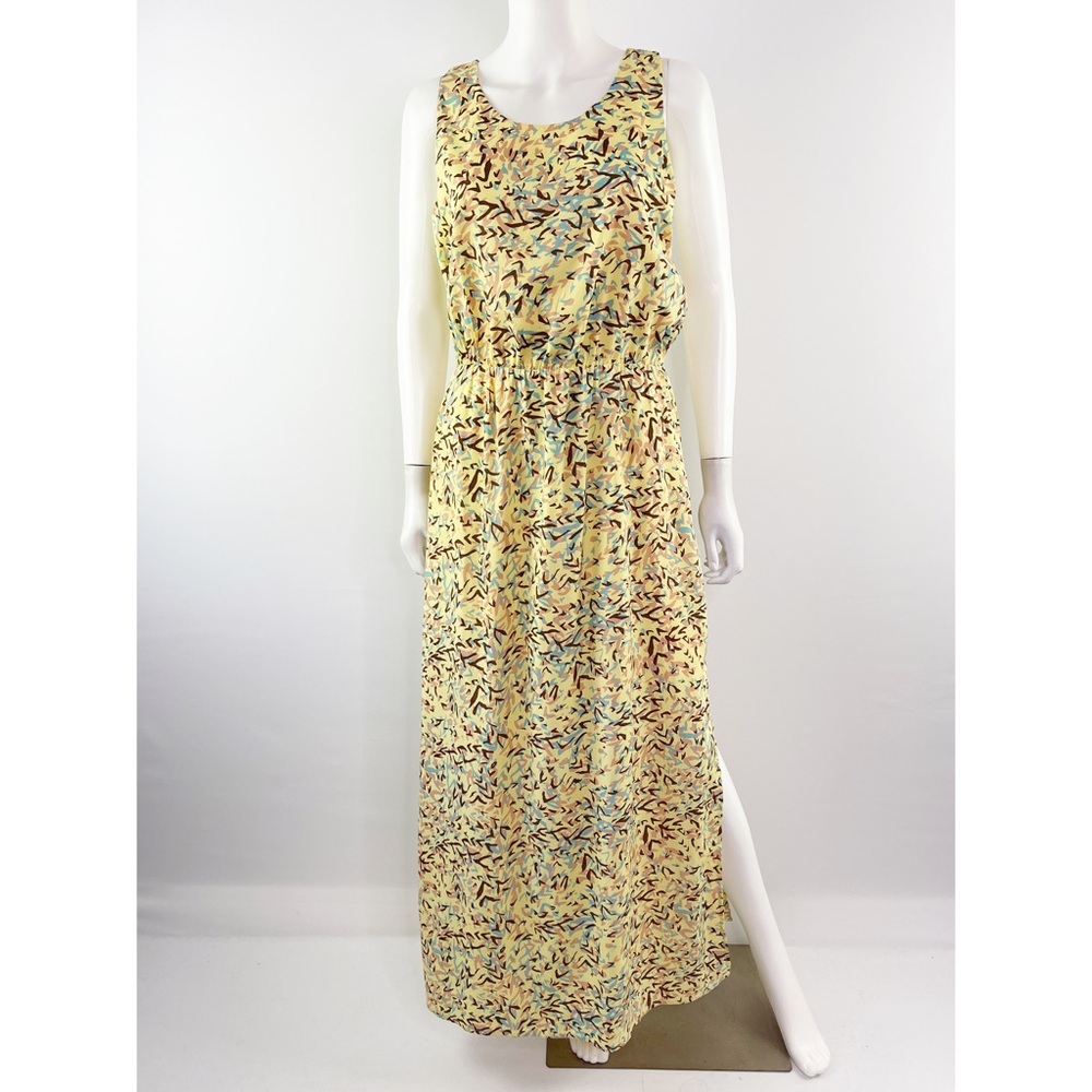 W118 by Walter Baker Yellow Patterned Sleeveless Racerback Maxi Dress Size M